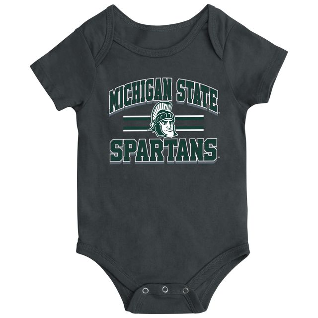 Body à rayures pour nouveau-né et nourrisson Colosseum Heather Black Michigan State Spartans Core Stripe