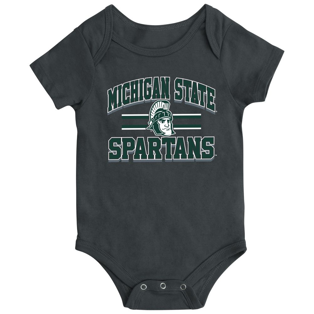 Newborn & Infant Colosseum Heather Black Michigan State Spartans Core Stripe Bodysuit