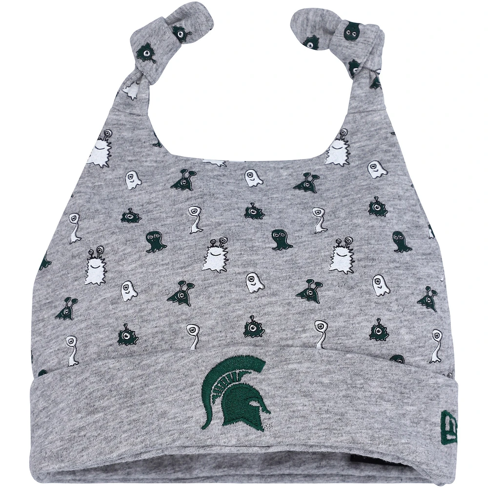 Bonnet en tricot à revers New Era Michigan State Spartans Critter gris chiné pour nouveau-né et nourrisson