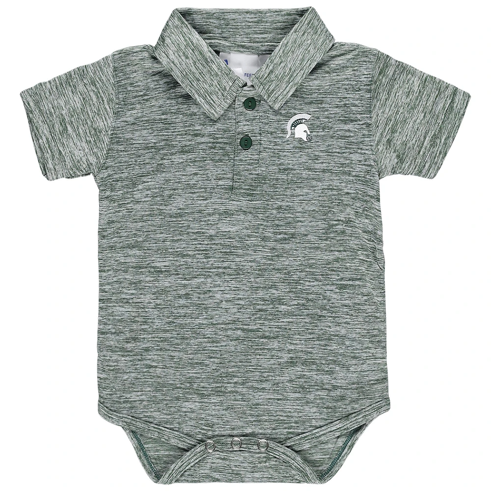 Newborn & Infant Two Feet Ahead Green Michigan State Spartans Space-Dye Golf Polo Bodysuit