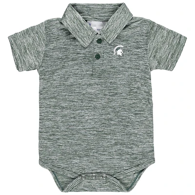 Newborn & Infant Two Feet Ahead Green Michigan State Spartans Space-Dye Golf Polo Bodysuit