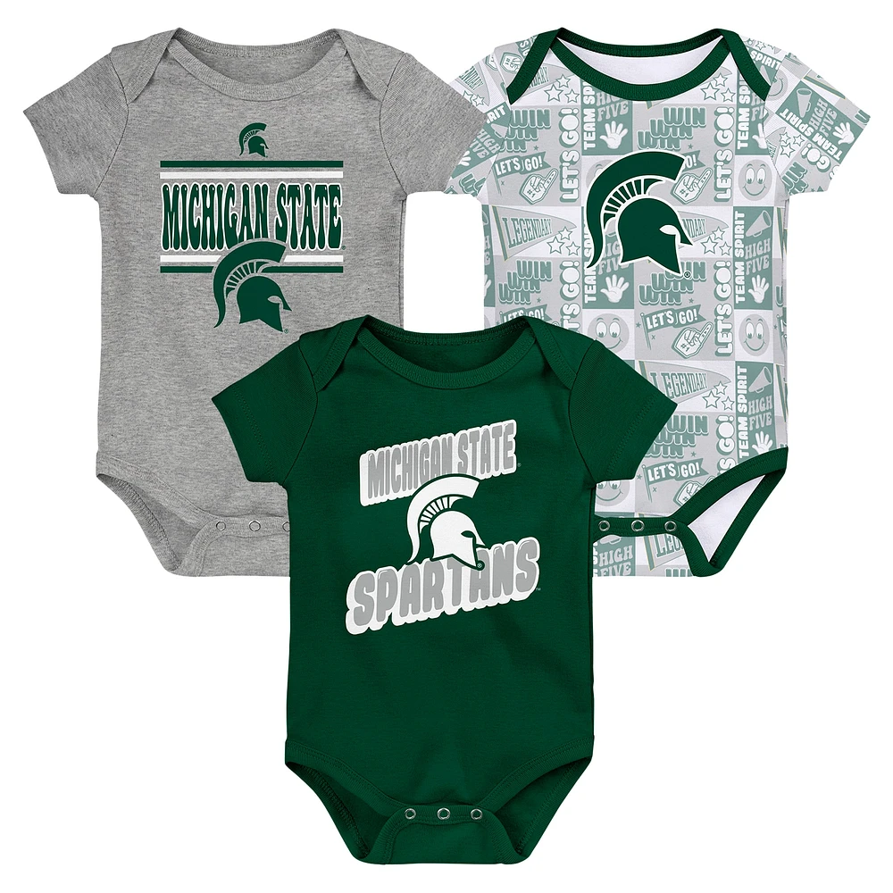 Newborn Green Michigan State Spartans Sunday Comics 3-Pack Bodysuit Set