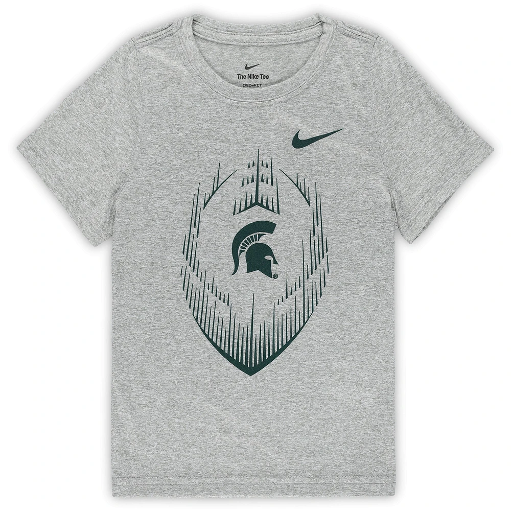 T-shirt de performance football Nike Michigan State Spartans Legend pour enfants d'âge préscolaire, gris