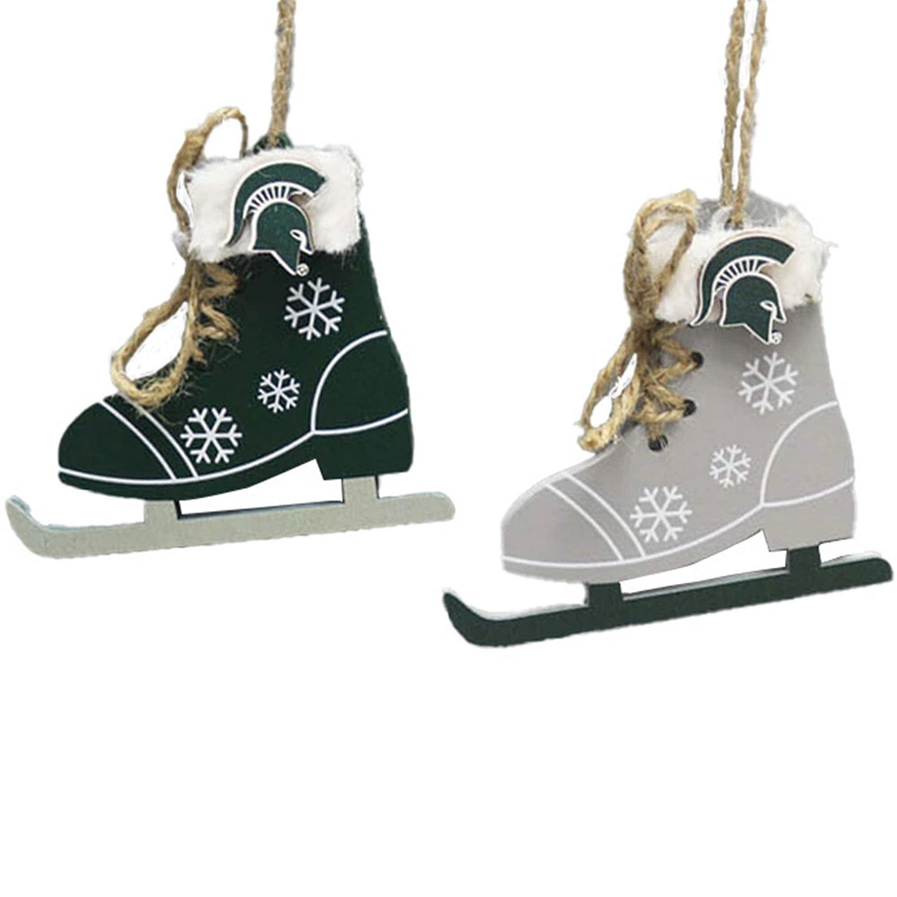 The Memory Company Michigan State Spartans Lot de deux décorations pour patins à glace