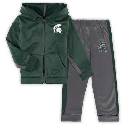 Michigan State Spartans Colosseum Toddler Shark Full-Zip Hoodie Jacket & Pants Set - Green/Gray