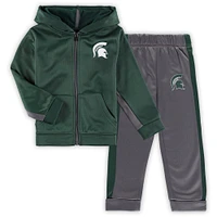 Ensemble veste et pantalon à capuche entièrement zippé Colosseum Michigan State Spartans Shark pour tout-petits