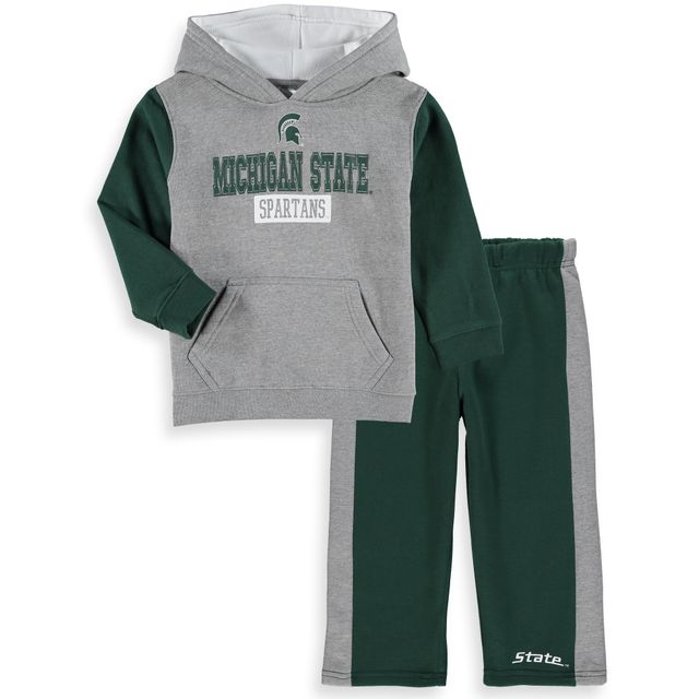 Toddler Colosseum Heathered Grey/Green Michigan State Spartans Back To School Fleece Hoodie and Pant Set