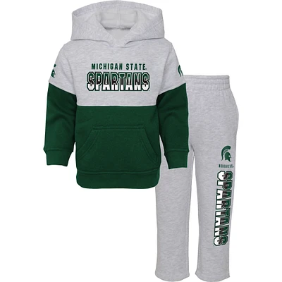 Ensemble sweat à capuche et pantalon pour enfant en bas âge gris chiné/vert Michigan State Spartans Playmaker