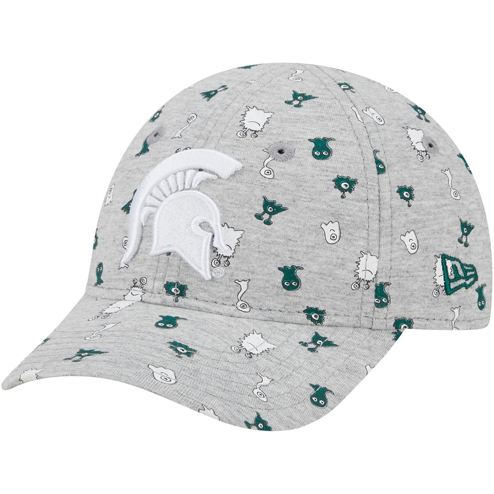 Toddler New Era Heather Gray Michigan State Spartans Allover Print Critter 9FORTY Flex Hat