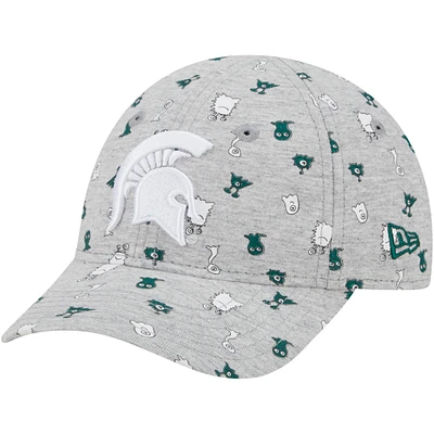 Casquette flexible 9FORTY New Era pour tout-petit, Michigan State Spartans, imprimé critter, gris chiné