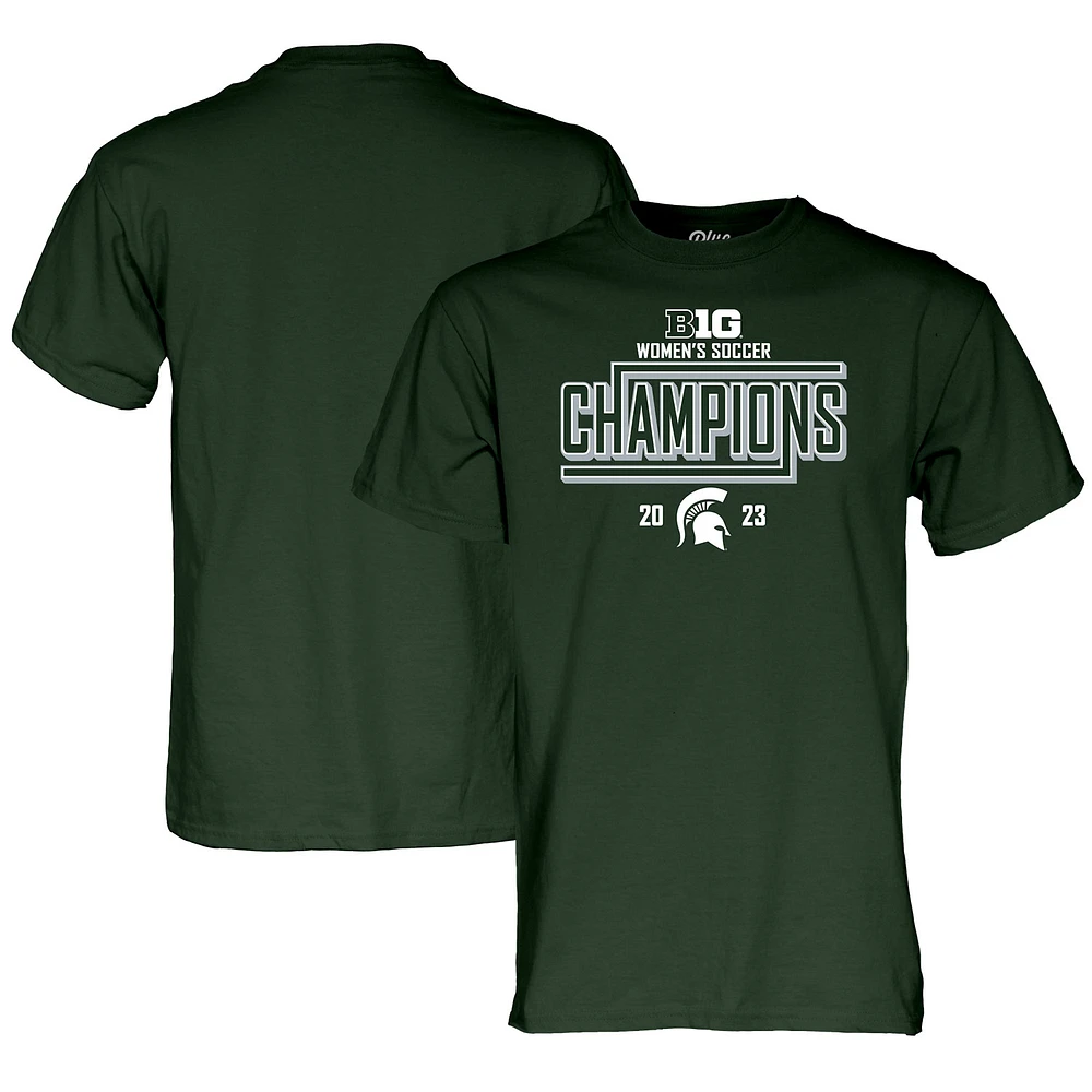 T-shirt unisexe bleu 84 vert Michigan State Spartans 2023 Big Ten pour femmes, champions de la saison régulière football, vestiaire