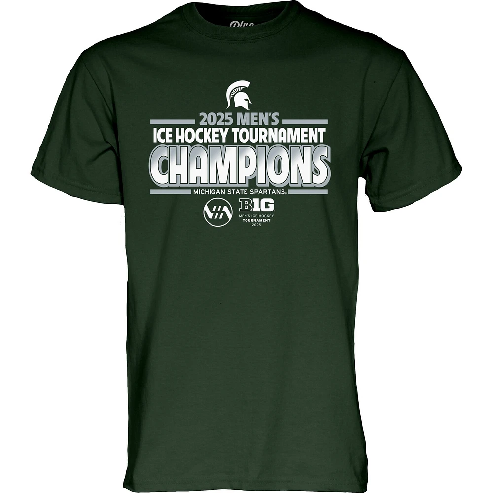Unisex Blue 84  Green Michigan State Spartans 2025 Big Ten Men's Hockey Conference Tournament Champions T-Shirt