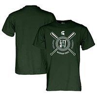 T-shirt de baseball unisexe bleu 84 vert Michigan State Spartans 517 Day