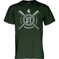 T-shirt de baseball unisexe bleu 84 vert Michigan State Spartans 517 Day