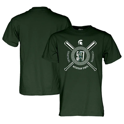 T-shirt de baseball unisexe bleu 84 vert Michigan State Spartans 517 Day