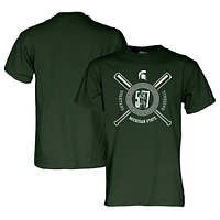 T-shirt de baseball unisexe bleu 84 vert Michigan State Spartans 517 Day