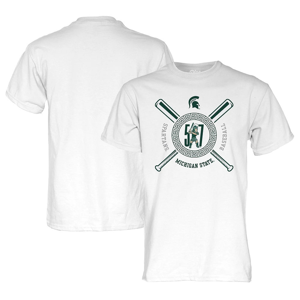 T-shirt de baseball unisexe bleu 84 blanc Michigan State Spartans 517 Day