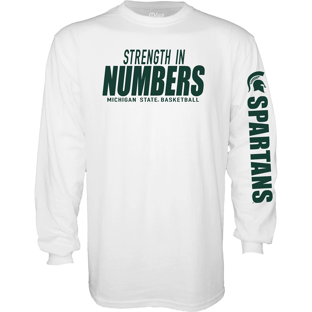 Unisex Blue 84 White Michigan State Spartans Strength Numbers Long Sleeve T-Shirt