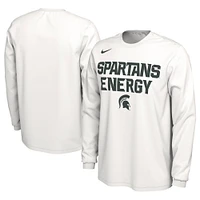 T-shirt à manches longues Nike pour homme Michigan State Spartans 2024 On-Court Bench Energy