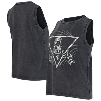 Women's Concepts Sport  Charcoal Michigan State Spartans Distressed Market French Terry Tank Top