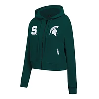 Women's Pro Standard Green Michigan State Spartans Game Day Sequin Full-Zip Hooded Jacket