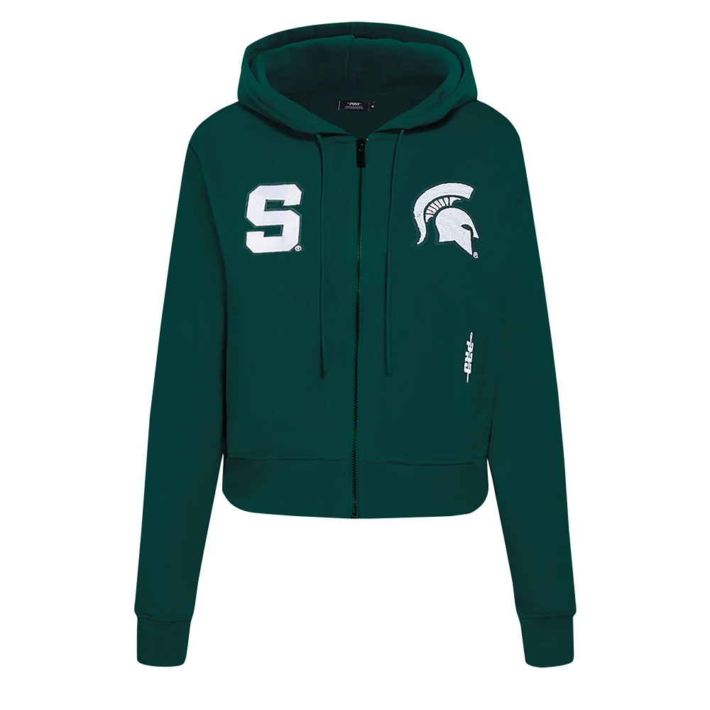 Women's Pro Standard Green Michigan State Spartans Game Day Sequin Full-Zip Hooded Jacket