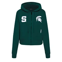 Women's Pro Standard Green Michigan State Spartans Game Day Sequin Full-Zip Hooded Jacket