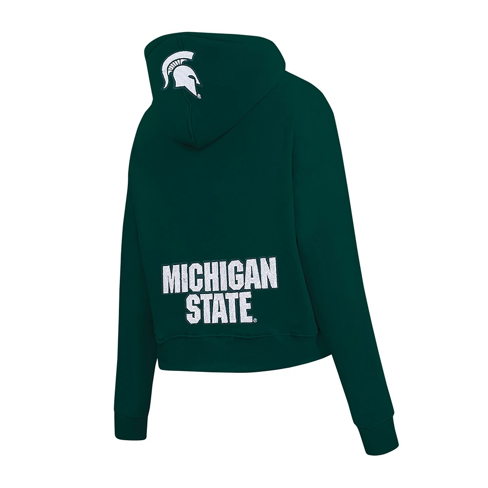 Women's Pro Standard Green Michigan State Spartans Game Day Sequin Full-Zip Hooded Jacket