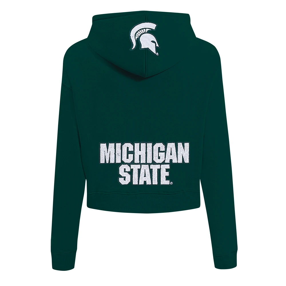 Women's Pro Standard Green Michigan State Spartans Game Day Sequin Full-Zip Hooded Jacket