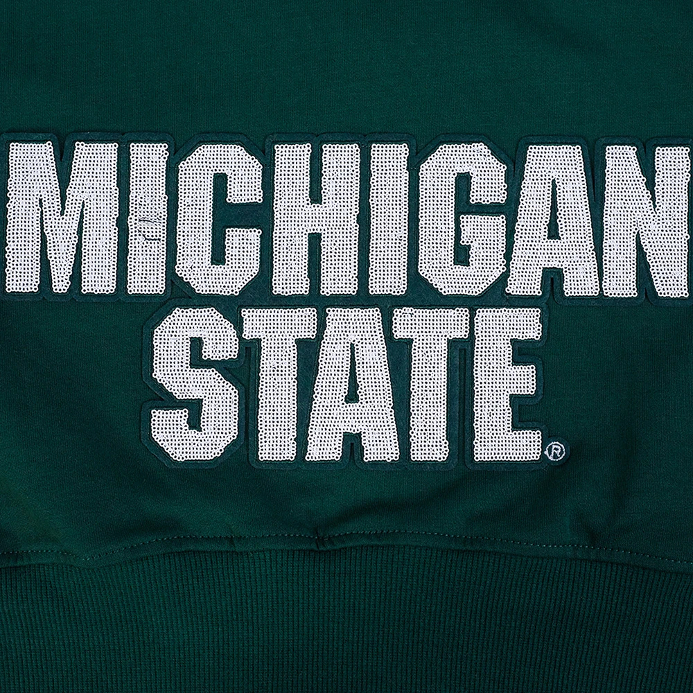 Women's Pro Standard Green Michigan State Spartans Game Day Sequin Full-Zip Hooded Jacket