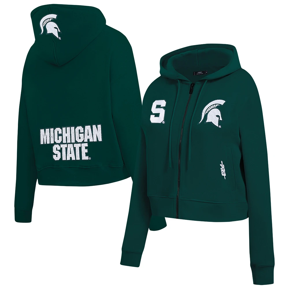 Women's Pro Standard Green Michigan State Spartans Game Day Sequin Full-Zip Hooded Jacket