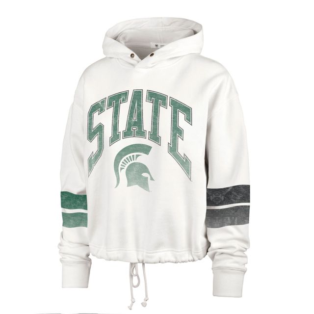 Sweat à capuche court ajustable '47 Cream Michigan State Spartans Harper pour femme