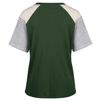 Women's '47 Green Michigan State Spartans Underline Harvey Colorblock Raglan Henley T-Shirt