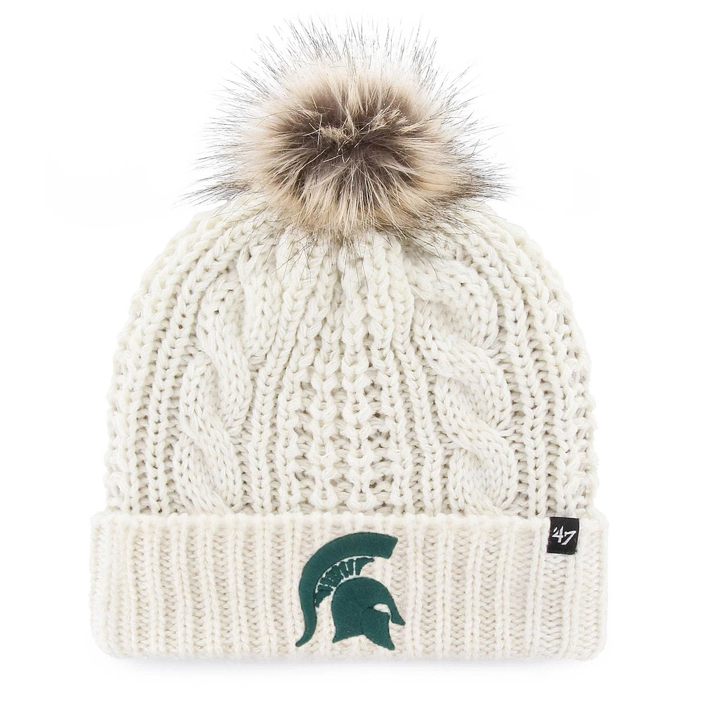 Bonnet en tricot à revers Meeko blanc Michigan State Spartans '47 pour femmes avec pompon