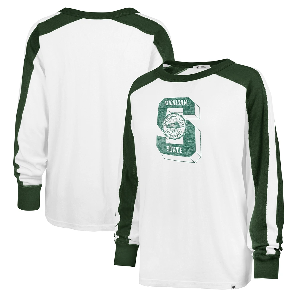 T-shirt blanc à manches longues '47 Michigan State Spartans Premier Caribou Raglan pour femmes