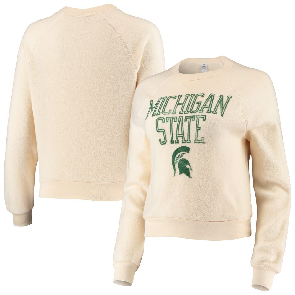 Women's Alternative Apparel Cream Michigan State Spartans Eco-Teddy Baby Champ Tri-Blend Sweatshirt