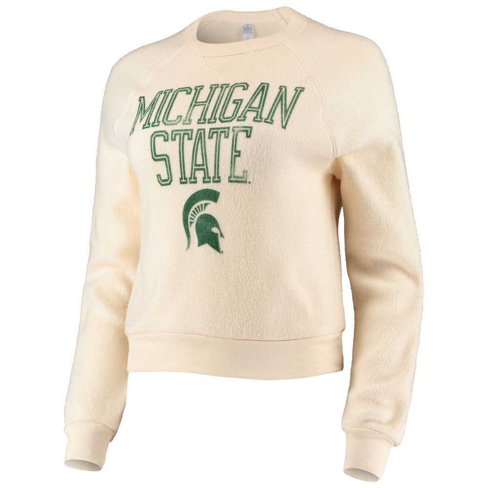 Women's Alternative Apparel Cream Michigan State Spartans Eco-Teddy Baby Champ Tri-Blend Sweatshirt