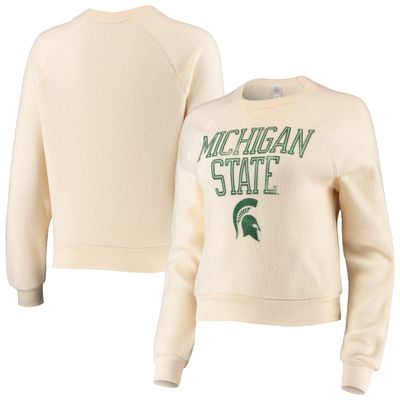 Women's Alternative Apparel Cream Michigan State Spartans Eco-Teddy Baby Champ Tri-Blend Sweatshirt