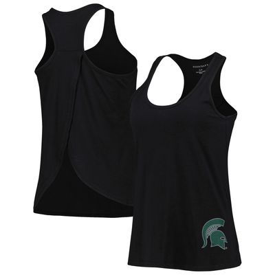 Women's Black Michigan State Spartans Charm 2.0 Scoop Neck Open Back Racerback Tank Top