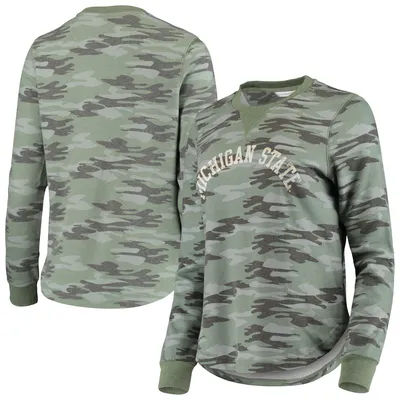 Michigan State Spartans Women's Comfy Pullover Sweatshirt - Camo