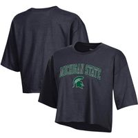 Women's Champion Black Michigan State Spartans Cropped Boyfriend T-Shirt