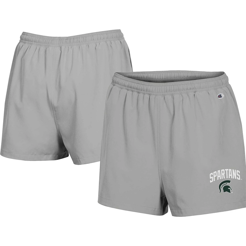 Short taille haute pour fan de football des Michigan State Spartans Champion gris femmes