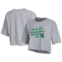 T-shirt court pour femme Champion Heather Grey Michigan State Spartans Boyfriend