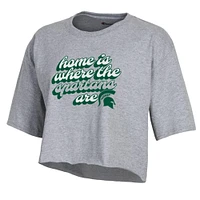 T-shirt court pour femme Champion Heather Grey Michigan State Spartans Boyfriend