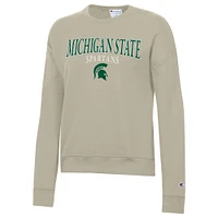 Women's Champion Tan Michigan State Spartans Powerblend Pullover Sweatshirt