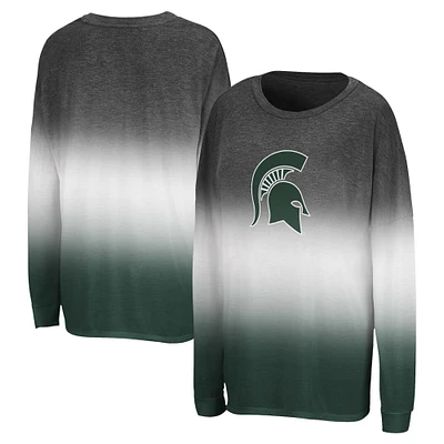 T-shirt à manches longues Winkle Dip Dye noir pour femme Colosseum Michigan State Spartans