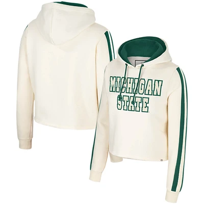 Women's Colosseum Cream Michigan State Spartans Perfect Date Cropped Pullover Hoodie