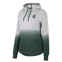 Women's Colosseum Gray/Green Michigan State Spartans Aurelia Dip-Dye Quarter-Snap Pullover Hoodie