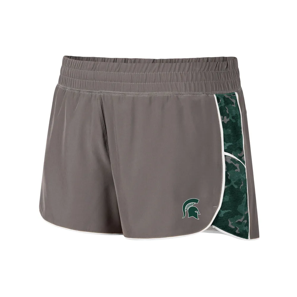 Short doublé Pamela des Michigan State Spartans gris/vert Colosseum pour femmes