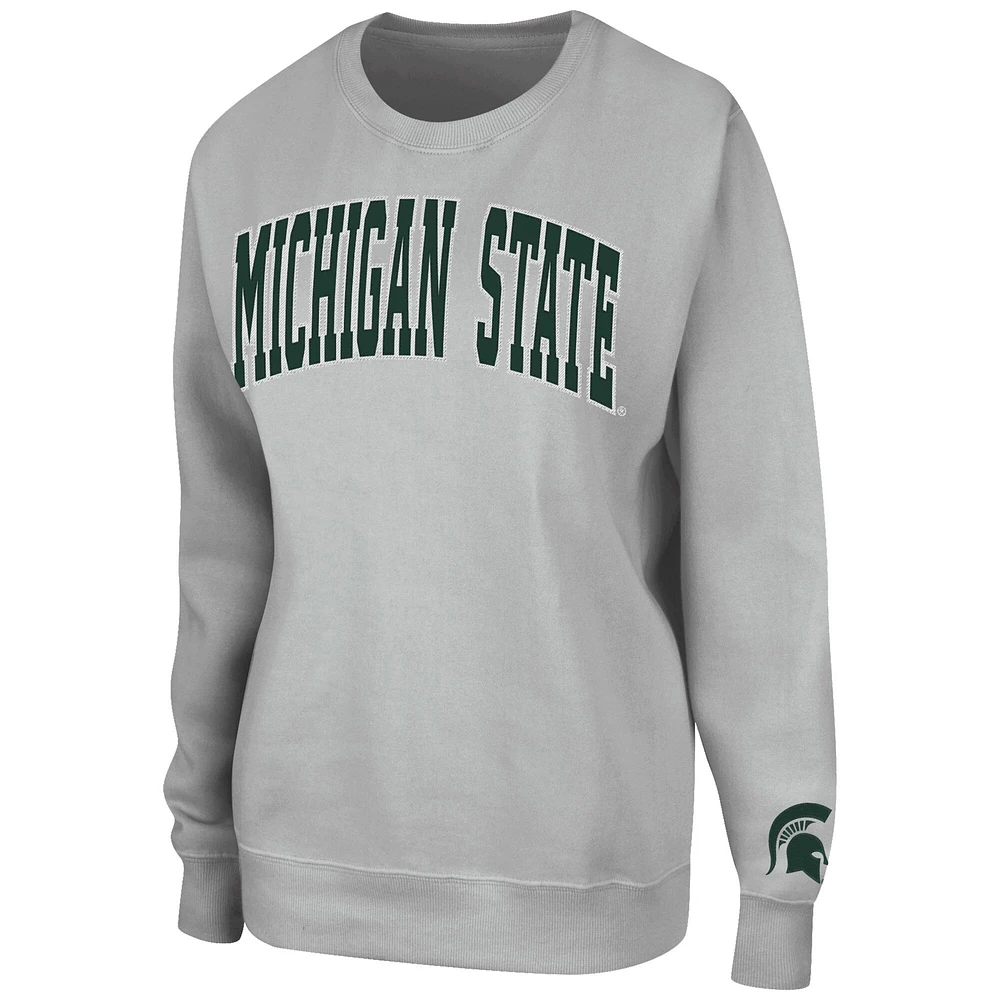 Women's Colosseum Gray Michigan State Spartans Campanile Pullover Sweatshirt